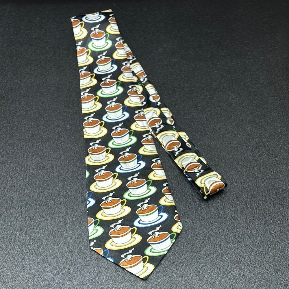 Renaissance Coffee Cup Patterned Silk Tie